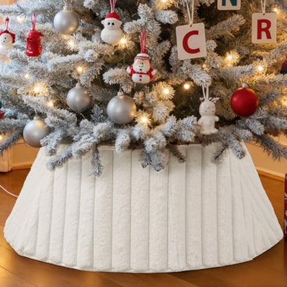 Christmas Tree Collar Plush 30 Inch White Tree Stand Cover Xmas Decor