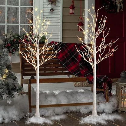 6+6FT Prelit Birch Tree Lights Set - Twinkling LED Christmas Tree Decor