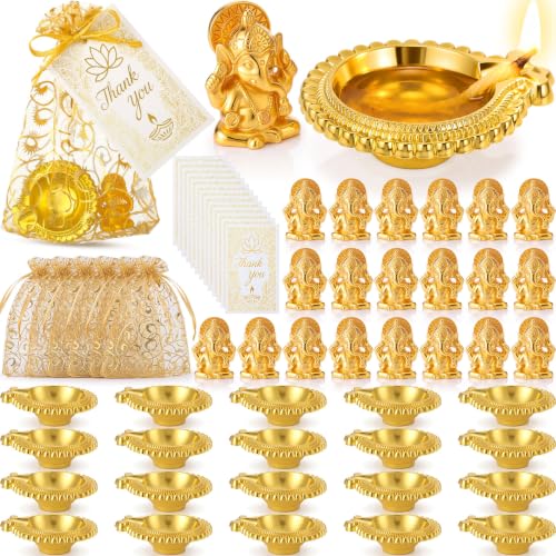 Diwali Return Gift Set with Kuber Diya and Ganesha - Flower Variation