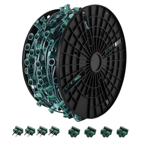 300FT Christmas C9 Light Strand with 300 Sockets, Cuttable Green Wire Reel, E17 Base - Holiday Decor