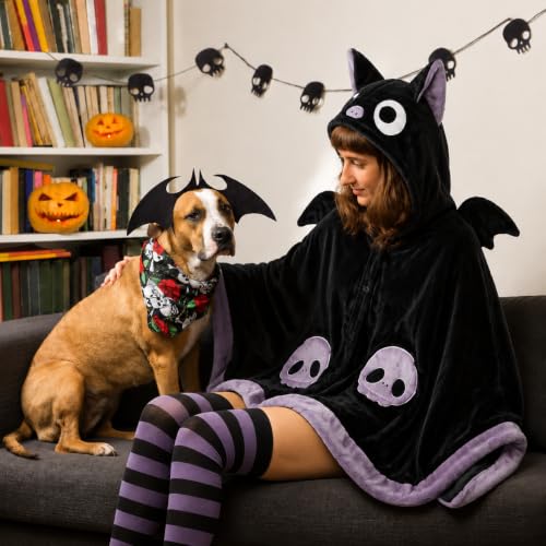 Black Bat Blanket Hoodie with Wings Wearable Costume for Adults Halloween Cosplay