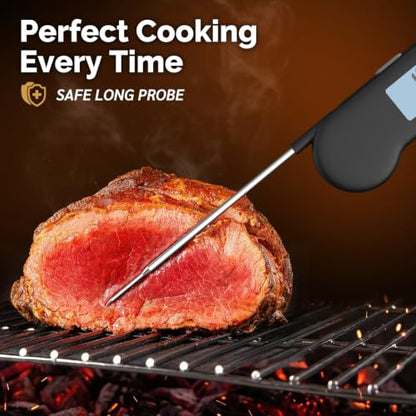 Instant Read Meat Thermometer Digital for Grill & Kitchen - Black