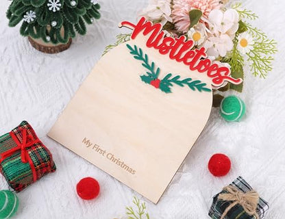 First Christmas Footprint Keepsake Sign - Wooden Nursery Milestone Decor