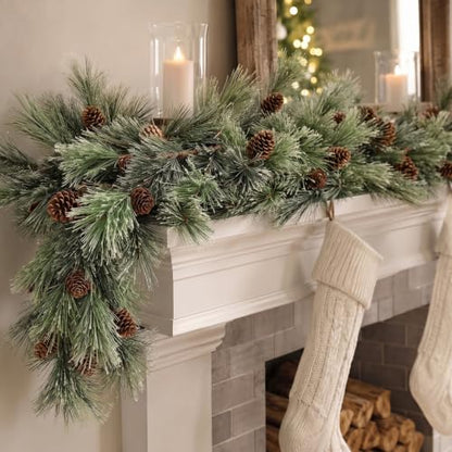 Artificial Pine Branches with Cones - Smokey Gray Green Christmas Picks - 9 Pack