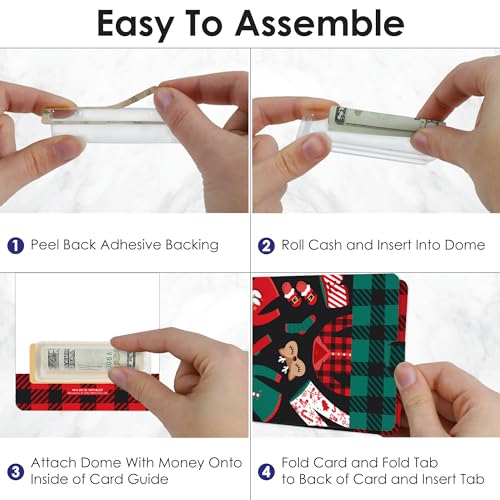 Christmas Pajamas DIY Money Holder Cards Set of 6 - Holiday Plaid Gift