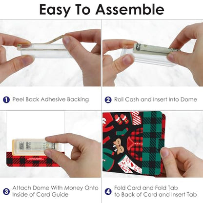 Christmas Pajamas DIY Money Holder Cards Set of 6 - Holiday Plaid Gift
