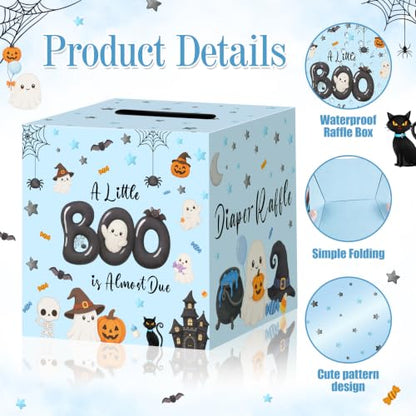 Halloween Baby Shower Diaper Raffle Box & Tickets - Ghost Pumpkin Bat Design