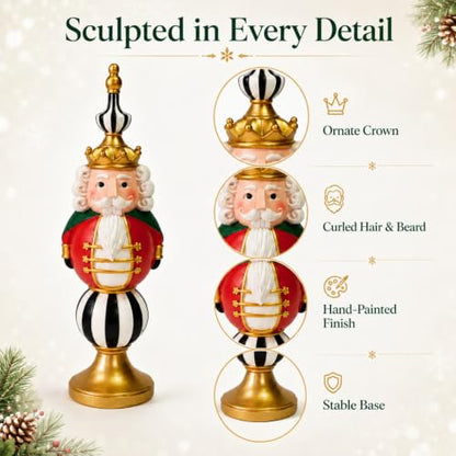 Nutcracker Christmas Decor 15.9 Inch Tall Resin Figurine Black & White Red Variation