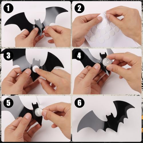 Purple Light-Up 3D Bat Wall Decals Halloween Indoor Outdoor Decorations