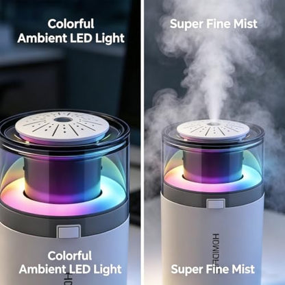 Mini Humidifier with Essential Oil Diffuser - 280ML, Black, Adjustable Light
