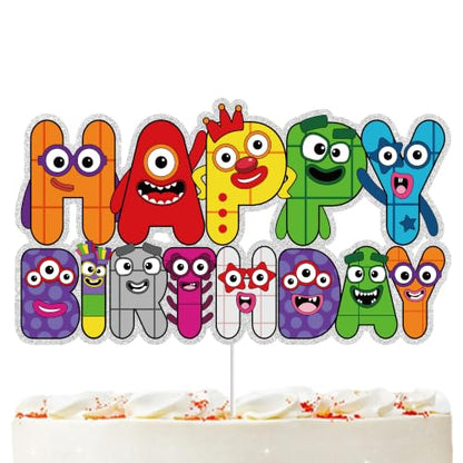 Number Happy Birthday Cake Topper Block Theme - Cake Decorations