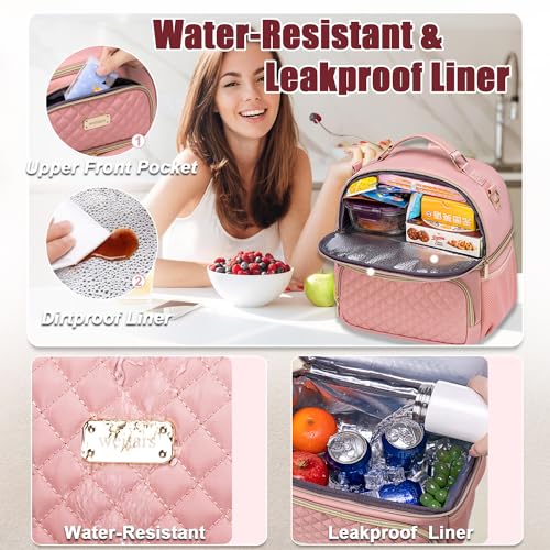 Weitars Lunch Bag for Women,Dual Compartment Lunch Box for Women Lunch Tote for Work,Insulated Leakproof Large Lunchbox Lunch Cooler for Adult for Men, Women, Lunchbag for Hiking,Picnic,Beach