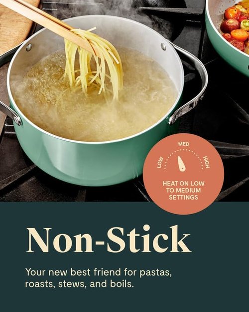 Caraway Dutch Oven Pot - 6.5 Qt Non-Stick Ceramic Coating | Oven Safe & Stovetop Compatible - Cream