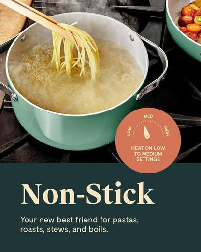 Caraway Dutch Oven Pot - 6.5 Qt Non-Stick Ceramic Coating | Oven Safe & Stovetop Compatible - Cream