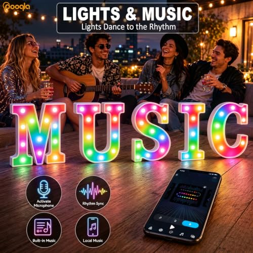 Smart Color Changing LED Letter T - RGB USB Powered Marquee Sign with App & Remote