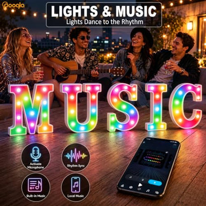Smart Color Changing LED Letter T - RGB USB Powered Marquee Sign with App & Remote