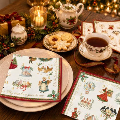 Christmas Paper Luncheon Napkins 50 Pack - 12 Days of Christmas Theme
