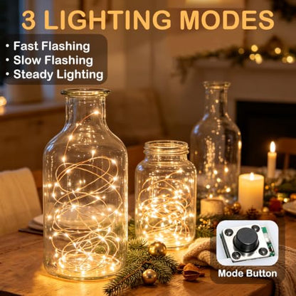 Fairy Lights Battery Operated 2M Warm White 3 Modes - 12 Pack