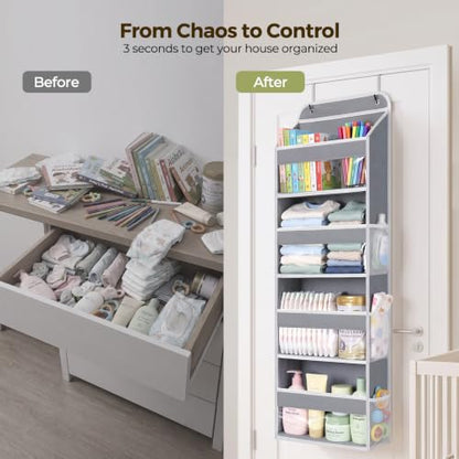 Over the Door Organizer 4-Tier Large Capacity Closet Storage Grey Variation 1