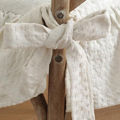 Beige Ruffle Chair Cushion Cover French Chair Pad Slipcover with Ties - Farmhouse Home Decor