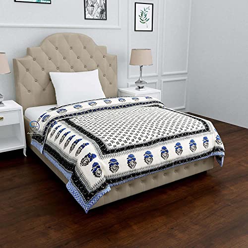 Traditional Jaipuri Printed Cotton Quilt - Light Weight Single Bed Razai - Design 5