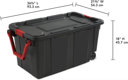 Regine Switzerland 40 Gallon Plastic Storage Bins - Durable Containers with Wheels, Black | 2 Pack