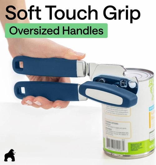 GORILLA GRIP Heavy Duty Can Opener - Smooth Edge Design with Comfortable Handle | Blue
