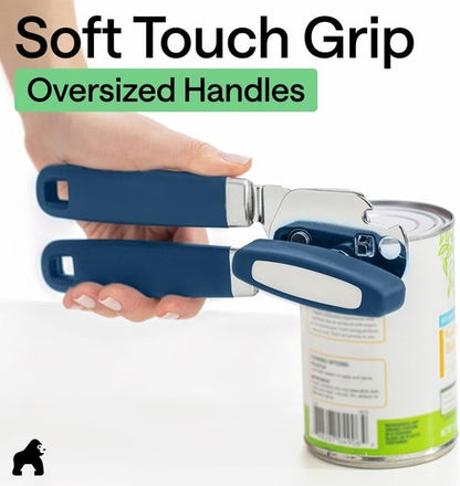 GORILLA GRIP Heavy Duty Can Opener - Smooth Edge Design with Comfortable Handle | Blue
