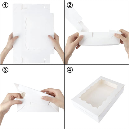 Moretoes Bakery Boxes - 15pcs Cookie Boxes with Window | 12x8x2.5 Inches for Treats & Desserts