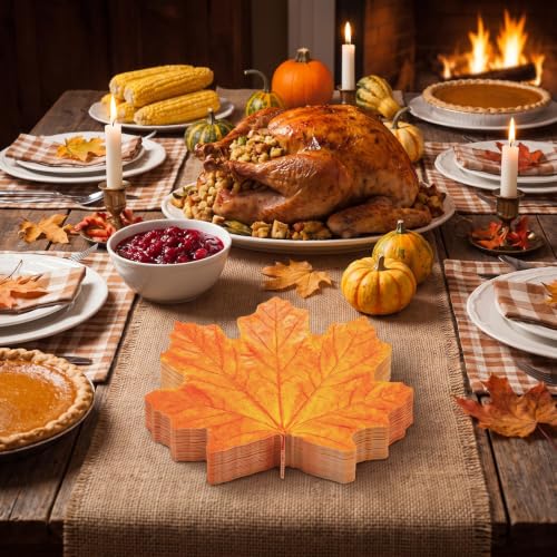 Fall Leaf Luncheon Napkins - Autumn Thanksgiving Maple Leaves Pack of 100