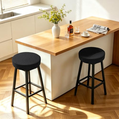 YISUN Waterproof Round Bar Stool Cover 12-15 Inch Black A01 / M - 2 Pack
