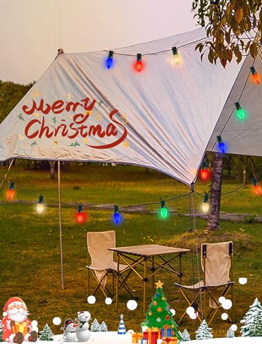 Outdoor C9 LED Christmas Lights 25Ft Multicolor String Waterproof with 26 Bulbs - Variation of THIS listing