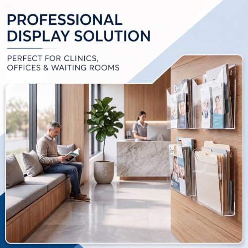 14 Inch Acrylic Brochure Holder Display Stand - Clear Wall Mount & Countertop