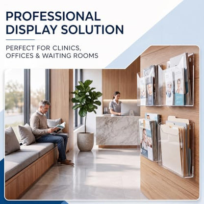 14 Inch Acrylic Brochure Holder Display Stand - Clear Wall Mount & Countertop