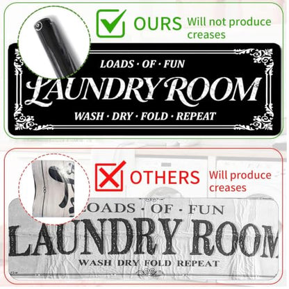 Farmhouse Non-Slip Laundry Room Rug Runner - Washable Black 1'5" x 3'11"