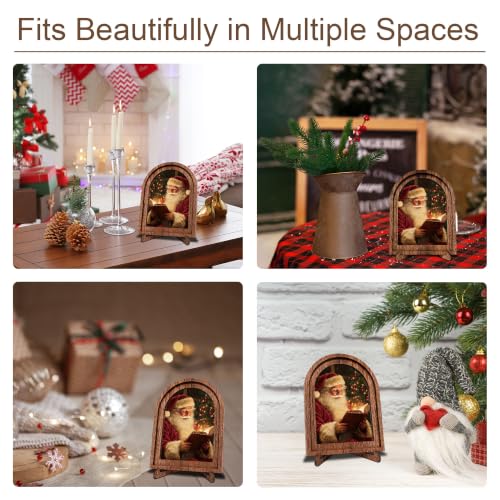 Cozy Santa Reading Wooden Frame Sign - Arched Christmas Wall & Tabletop Decor - Color15