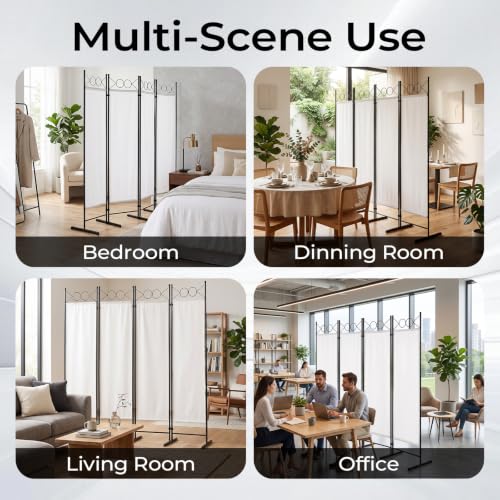6ft Freestanding 4-Fold Room Divider Screen - Off-White (Variation: Off-white-b / 4 Panel)