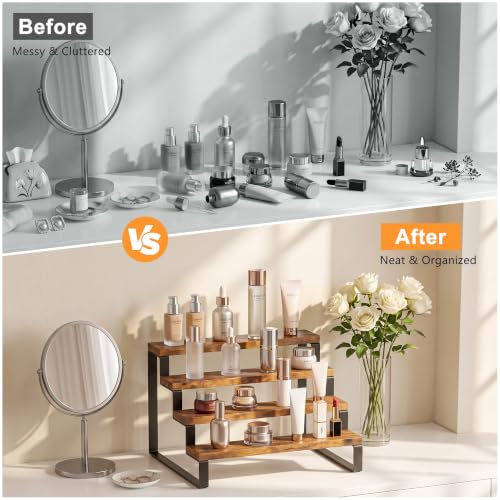 4 Tier Wooden Perfume Display Stand Organizer for Fragrance Collection