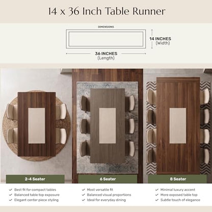 Solino Home 100% Pure Linen Ivory Table Runner 14 x 36 Inches - Elegant Home Decor