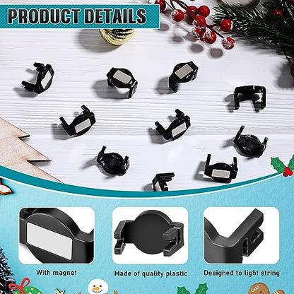 200 Pieces Magnetic Christmas Light Clips for C9 Bulbs - Black Square