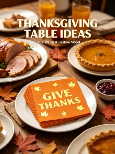 Thanksgiving Napkins Gold Foil 50 Pack - 5x5 Inch Holiday Tableware