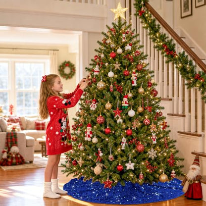 Royal Blue Christmas Tree Skirt 36 Inch Sequin Velvet Xmas Decor - Variation of THIS listing