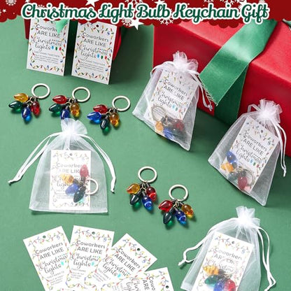 20-Piece Christmas Light Bulb Keychain Gift Set with Cards & Bags - Casual Variation