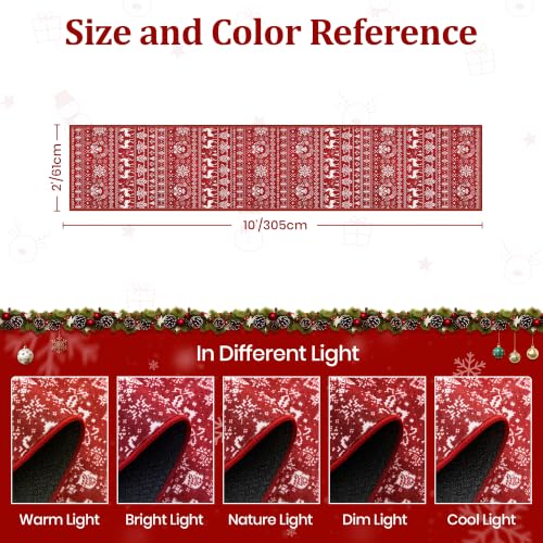 Christmas Runner Rug 2x10 ft Red Moroccan Style Washable Non-Slip Hallway Rug