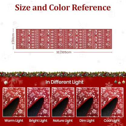Christmas Runner Rug 2x10 ft Red Moroccan Style Washable Non-Slip Hallway Rug