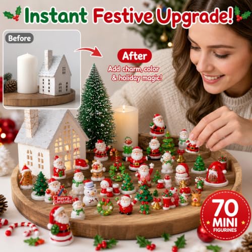 Christmas Miniature Figurines Set for Holiday Decorations and Stocking Stuffers