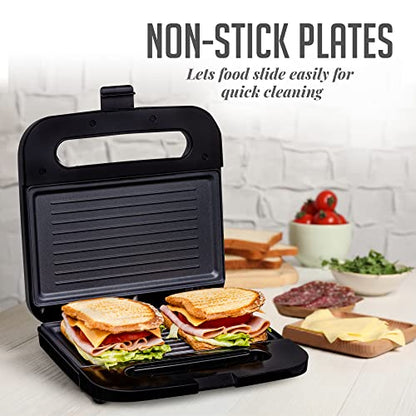 OVENTE 3 in 1 Electric Sandwich Maker, Panini Press Grill and Waffle Iron Set with Removable Non-Stick Plates, Perfect for Cooking Grilled Cheese, Tuna Melts, Burgers, Steaks and Snacks, Black GPI302B