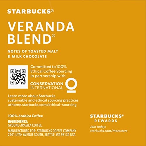 Starbucks Veranda Blend Blonde, K-Cup Portion Pack for Keurig K-Cup Brewers, 10-Count (Pack of 2)