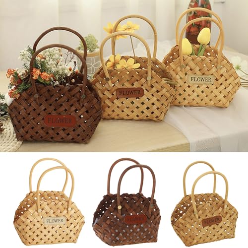 Handcrafted Wood Chip Storage Basket A - Lightweight Decorative Fruit and Flower Basket