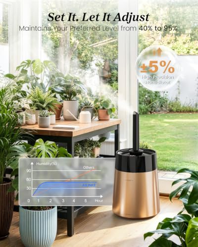 8L Stainless Steel Cool Mist Humidifier for Large Rooms - Rose Gold